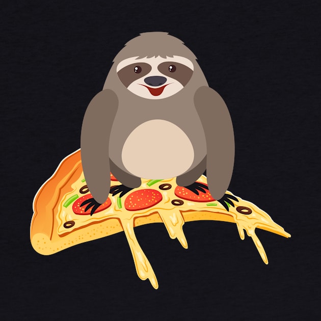 Cute & Funny Sloth Riding Pizza Adorable Animals by theperfectpresents